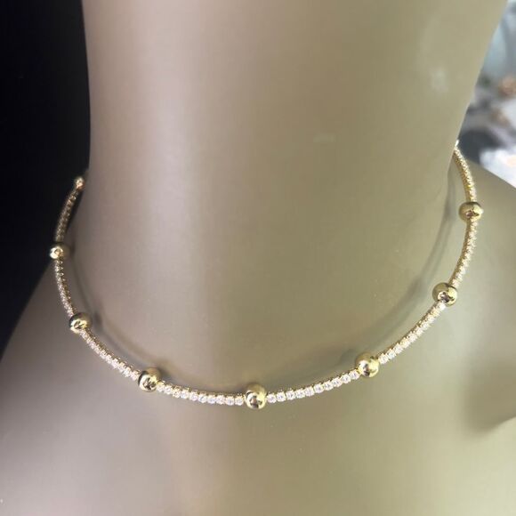 18k gold filled Elegant Gold tennis adjustable Chocker - Picture 2 of 3